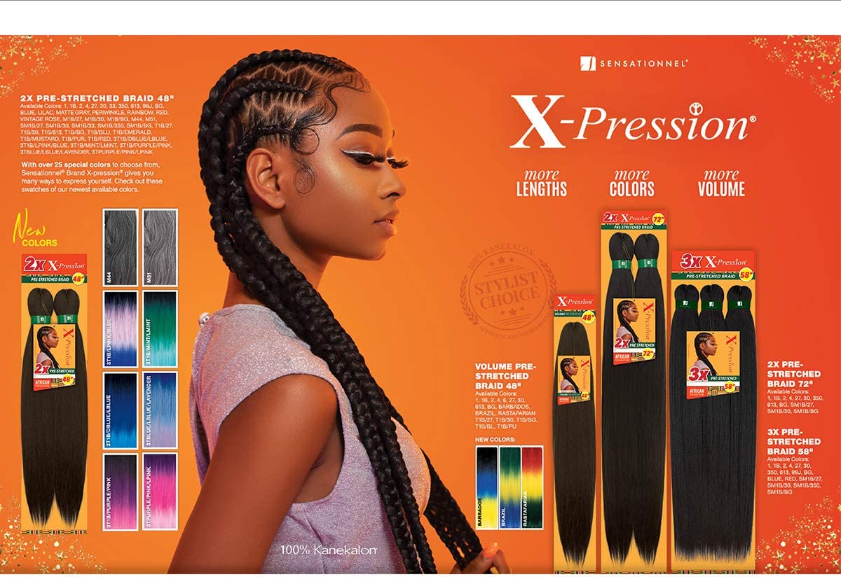 Sensationnel X-Pression 2X Pre-Stretched Braiding Hair 72"