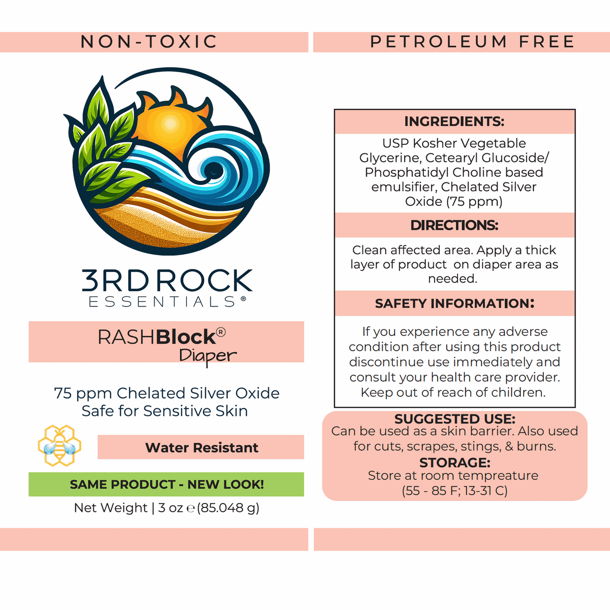 Pañal RASHBlock® - Gel de plata 75 ppm resistente al agua 3 oz