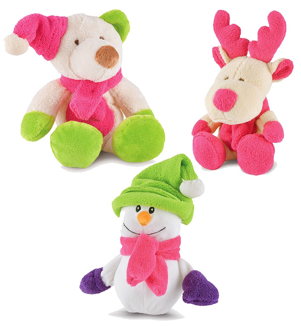 Juguetes para perro con chifle Jeffers Plush Bright Winter Pals, paquete de 3 unidades
