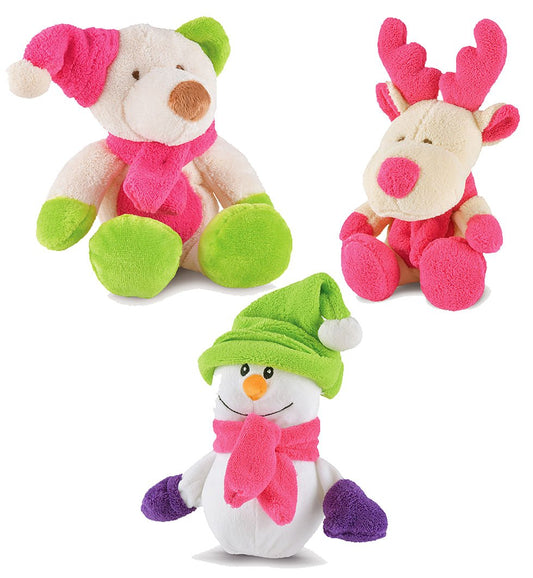 Juguetes para perro con chifle Jeffers Plush Bright Winter Pals, paquete de 3 unidades