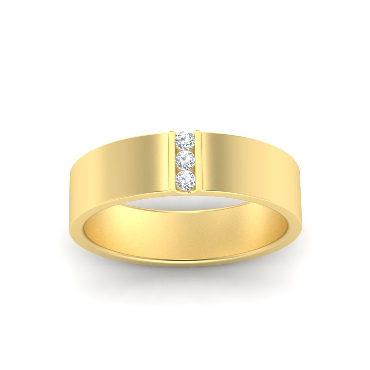 3 Stone Mens Flat Gemstone Band