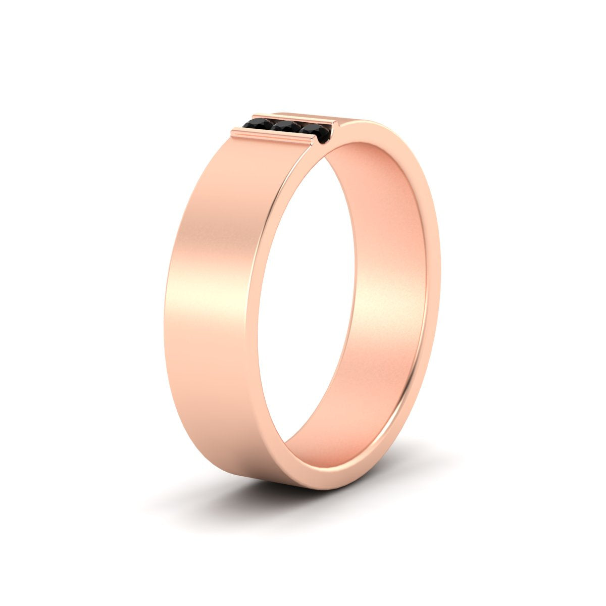 3 Stone Mens Flat Gemstone Band