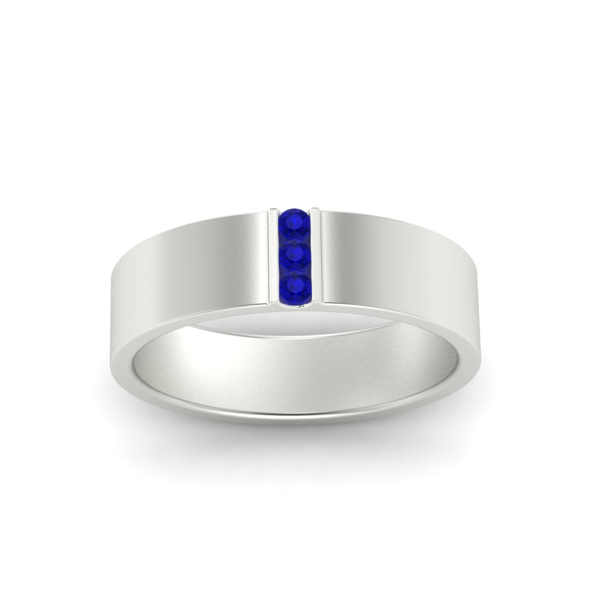 3 Stone Mens Flat Gemstone Band