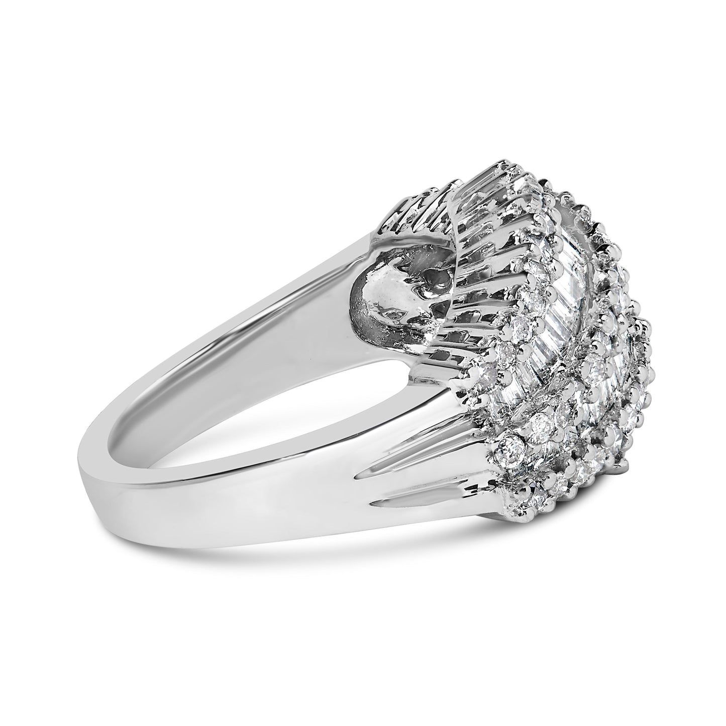 14K White Gold Diamond Cocktail Ring Band (1 3/4 Cttw, H-I Color, SI2-I1 Clarity) - Size 6-1/2