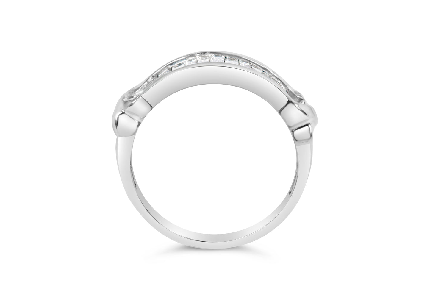 .925 Sterling Silver 1/2 Cttw Baguette Cut Diamond Channel Set X-Station Wedding Ring (H-I Color, I1-I2 Clarity) - Size 6-1/2