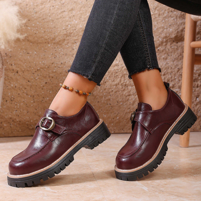 Women's Thick-Soled Buckle Loafers