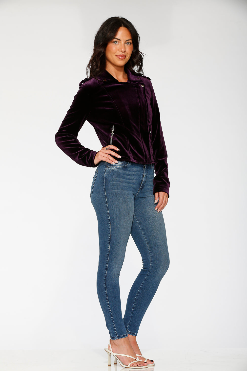 30280 Chaqueta de motociclista de terciopelo morado