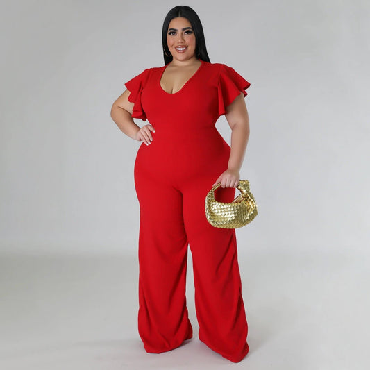 Mono de pierna ancha para mujer Lotus-leaf