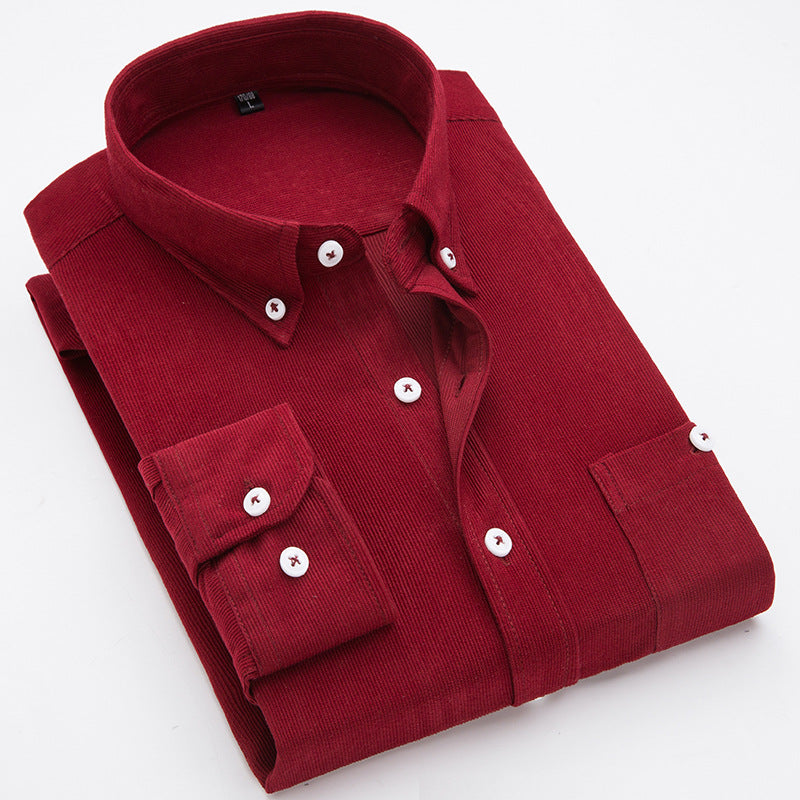 Men's Thin Corduroy Long Sleeve Shirt for Winter