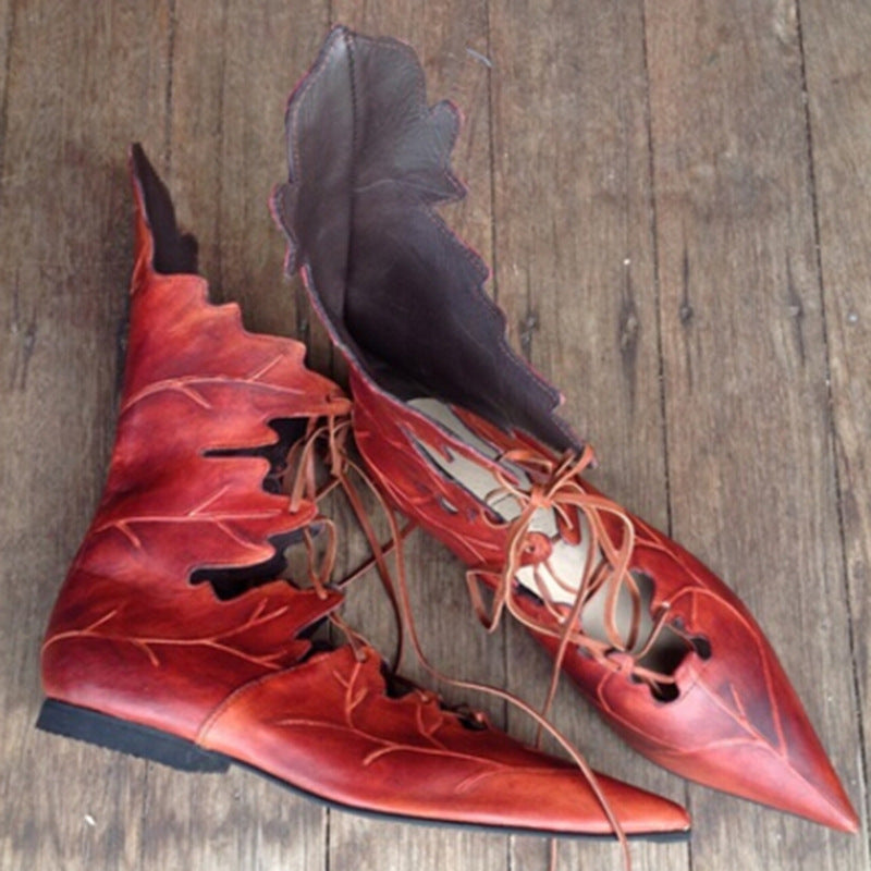 Women's Leaf-Inspired Lace-Up Boots