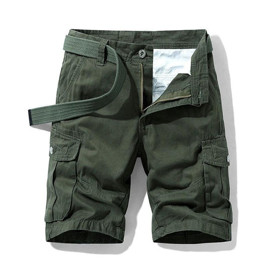 Pantalones cortos de algodón retro para hombre, multibolsillos, corte recto, informales