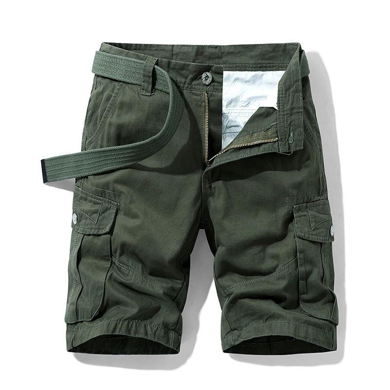 Men's Cotton Shorts Retro Multi-pocket Straight Casual Shorts