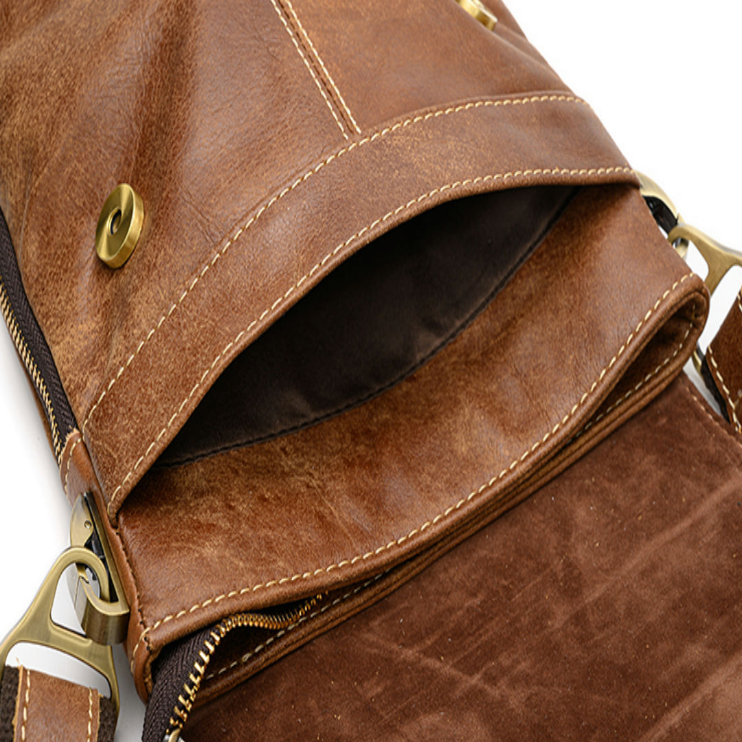 Men's Leather First Layer Cowhide Messenger Bag
