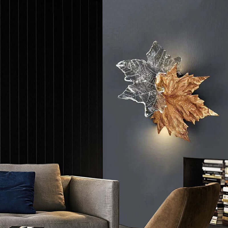 Aplique de pared de cristal en forma de hoja