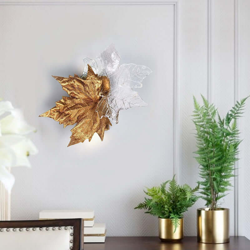 Aplique de pared de cristal en forma de hoja