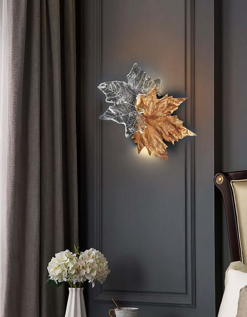 Aplique de pared de cristal en forma de hoja