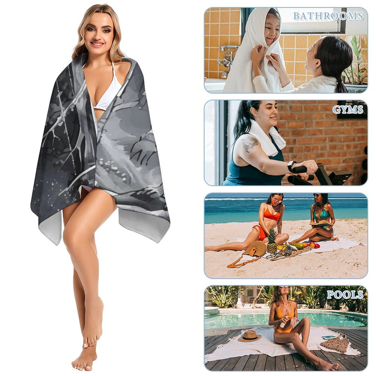 Ethereal Wolf in the Moonlight Beach Towel - 61.4" x 30.3"