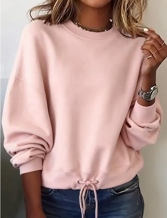 Women's Solid-color Crew-neck Long-sleeve Sweatshirt