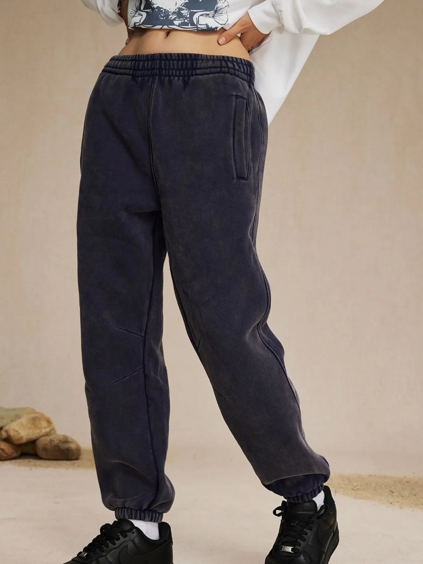 Pantalones deportivos de algodón con cintura elástica informales para hombre