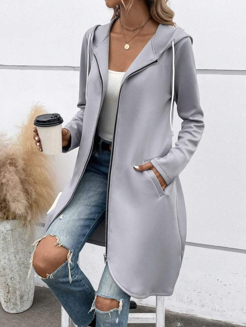 Sudadera de terciopelo con capucha y cremallera para mujer | Ropa urbana cómoda