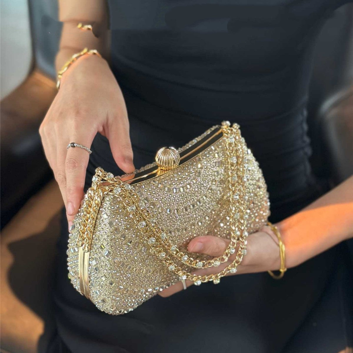 Sparkling Diamond Embellished Evening Handbag