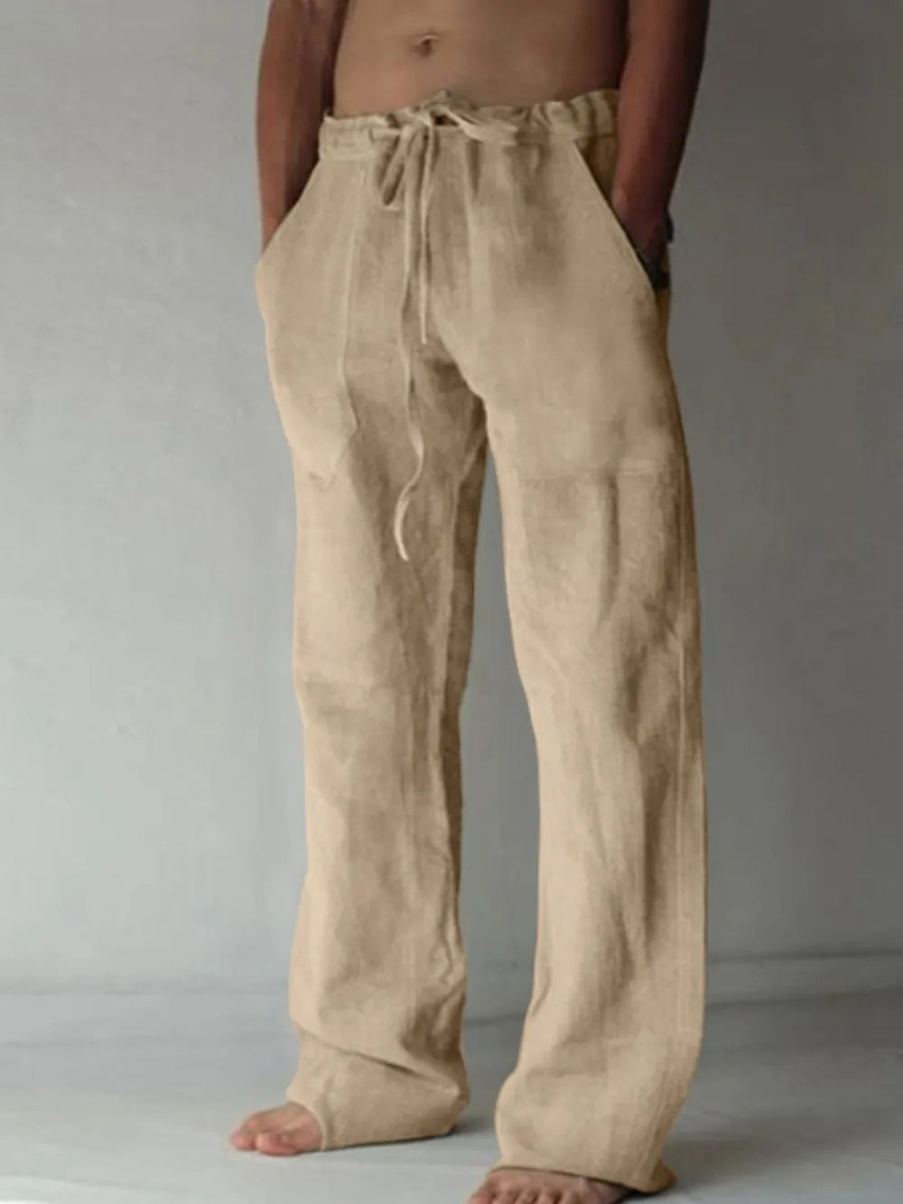 Pantalones de hombre de talla grande con cordón y corte holgado
