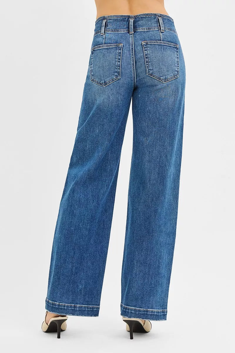 RISEN Jeans Anchos Holgados de Tiro Medio
