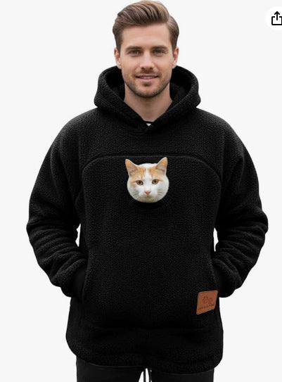 2025 European And American Style Fleece-Lined Hooded Sweatshirt, Unisex, Loose Fit, Casual, Warm, Cross-Border Bestseller With Drawstring