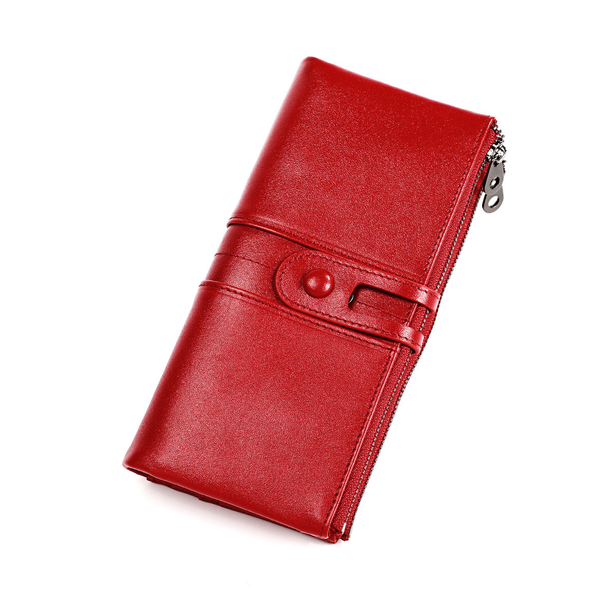 Unisex Top Layer Leather Tri-Fold Wallet