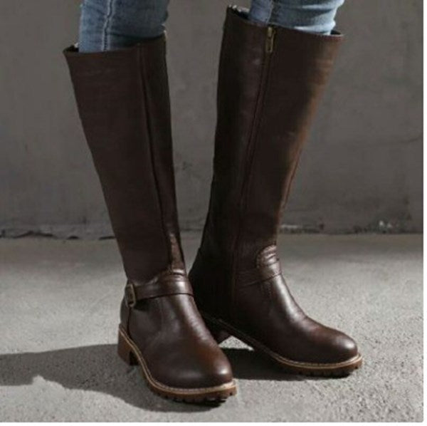 Over-the-Knee Side Zipper Thick Heel Boots