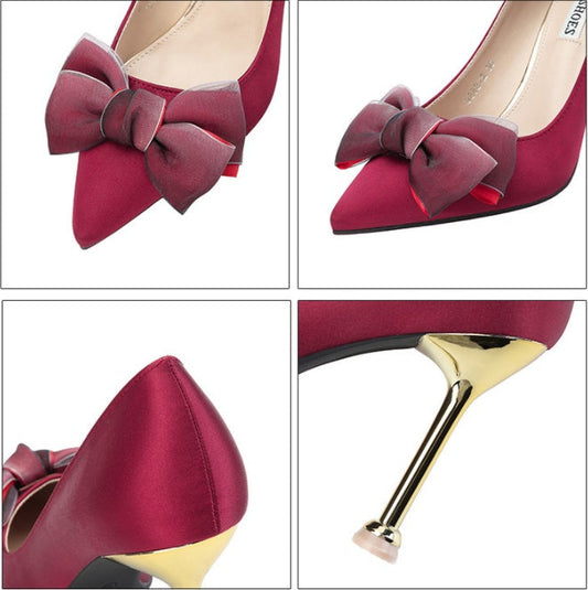 Sexy High Heels Stiletto Bow Women's Single Shoes See size chart under “more details”