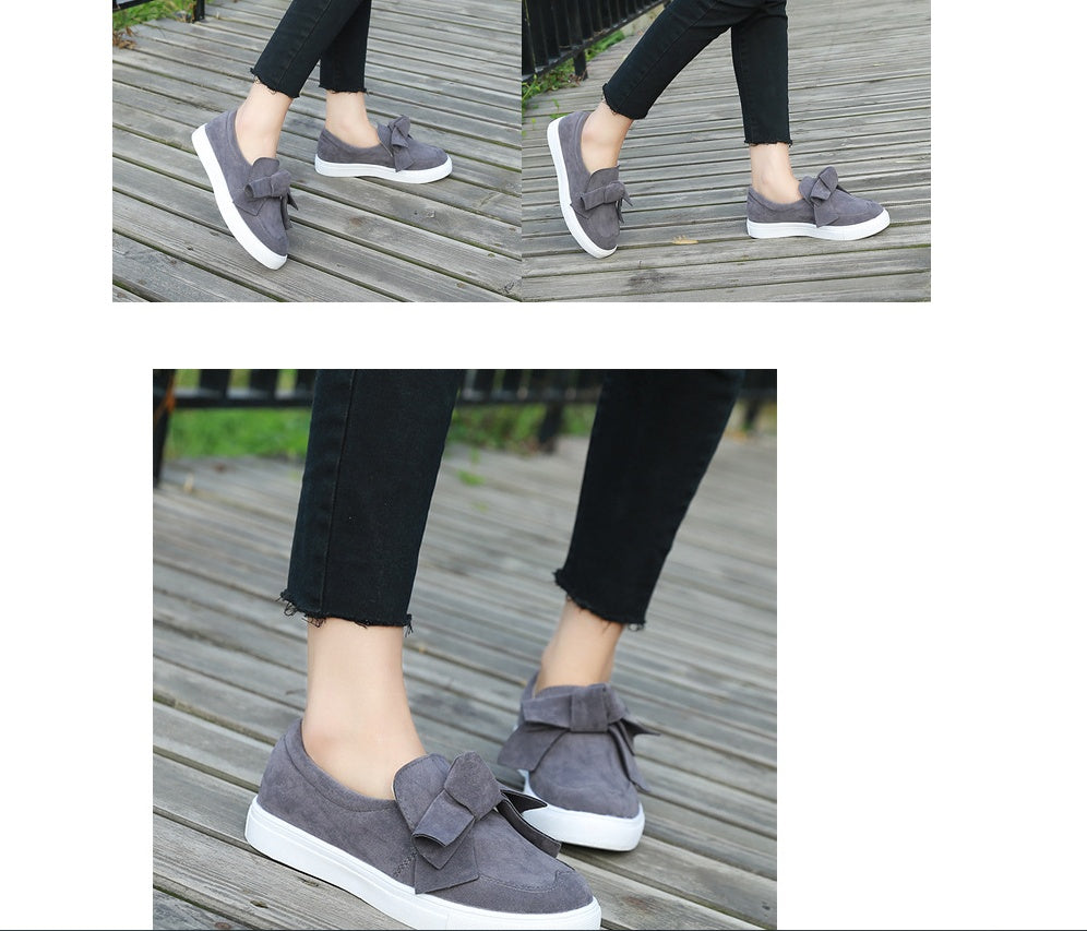 Women Nubuck Loafers Casual Bowknot Shoes