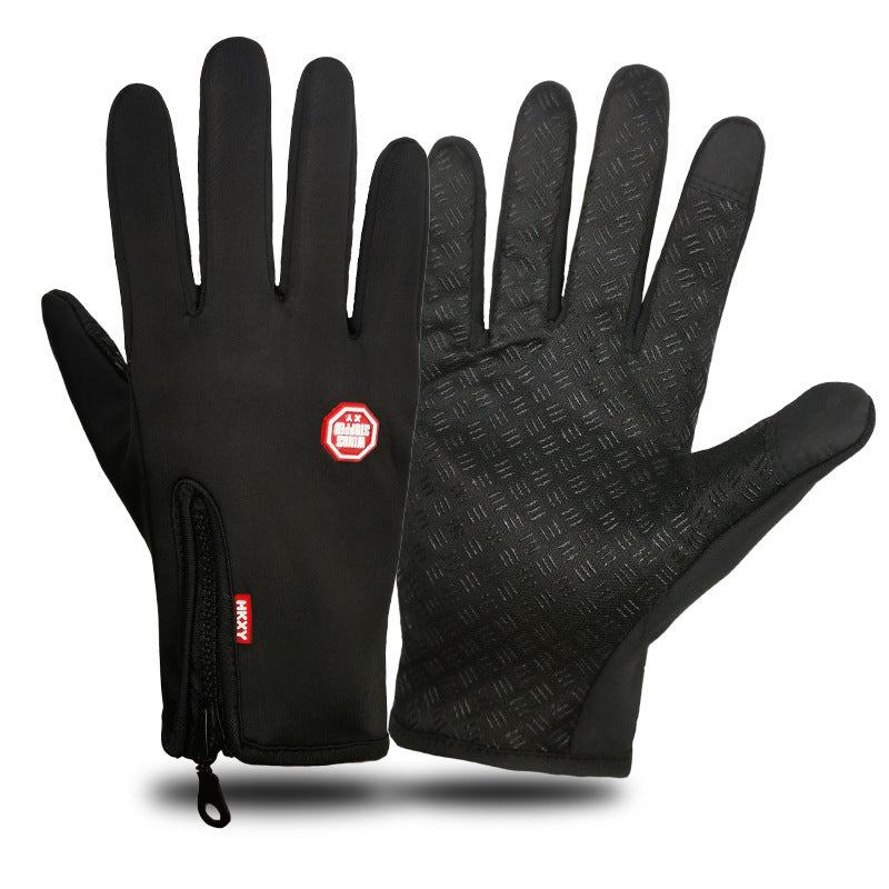 Men's Full Finger Touch Screen Zipper Outdoor Gloves