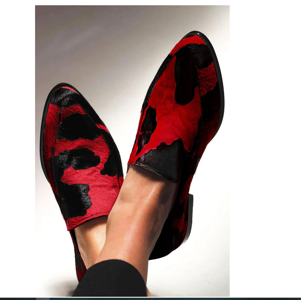 Women's Pointed-Toe Cow Print Flats