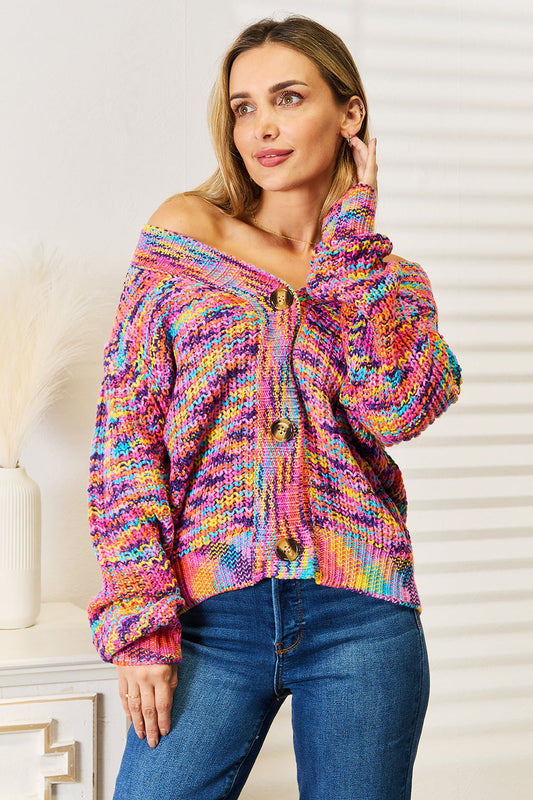 Cárdigan de manga larga con cuello de pico y diseño Angel Wings Woven Right