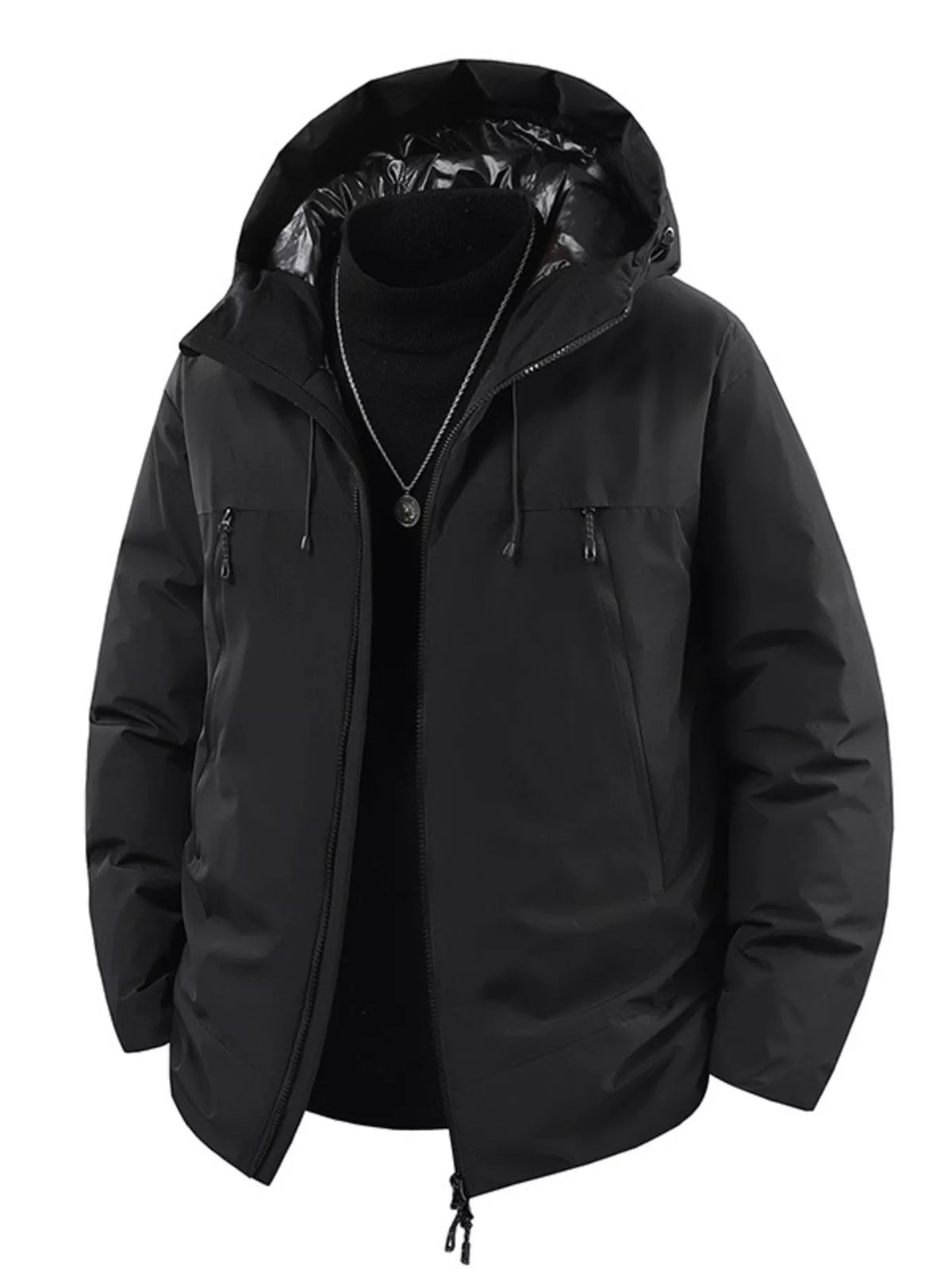 Men's Plus Size Zip Up Hooded Puffer Jacket