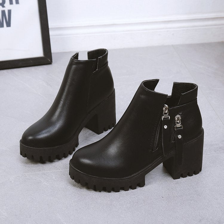 Women's Side-Zip Block Heel Boots