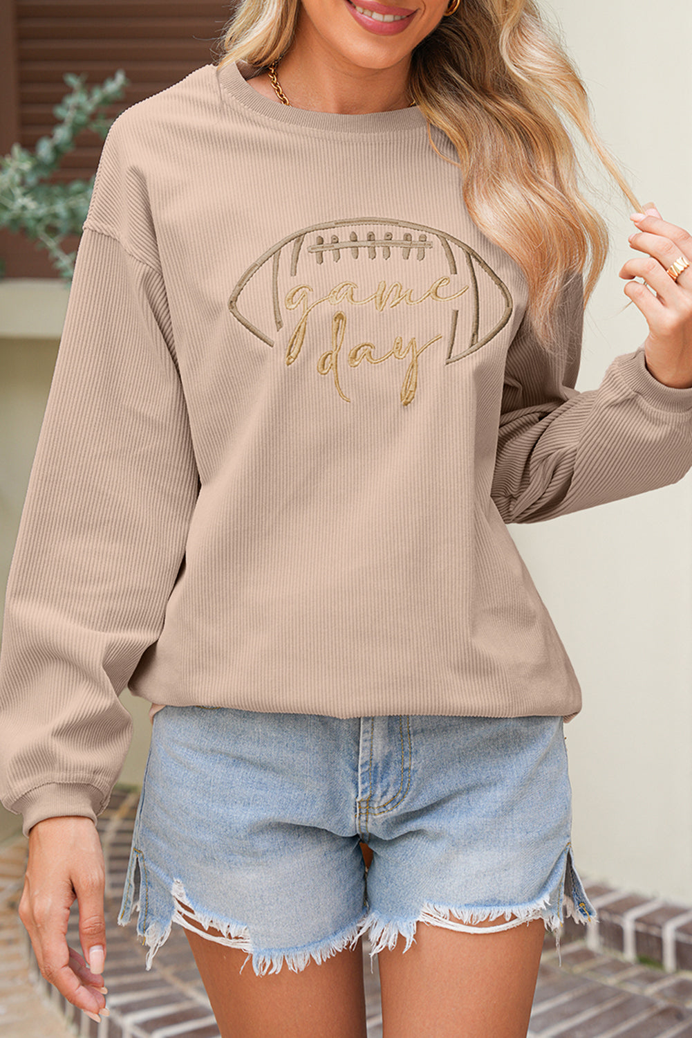 Sudadera gruesa bordada de fútbol negro para el día del partido