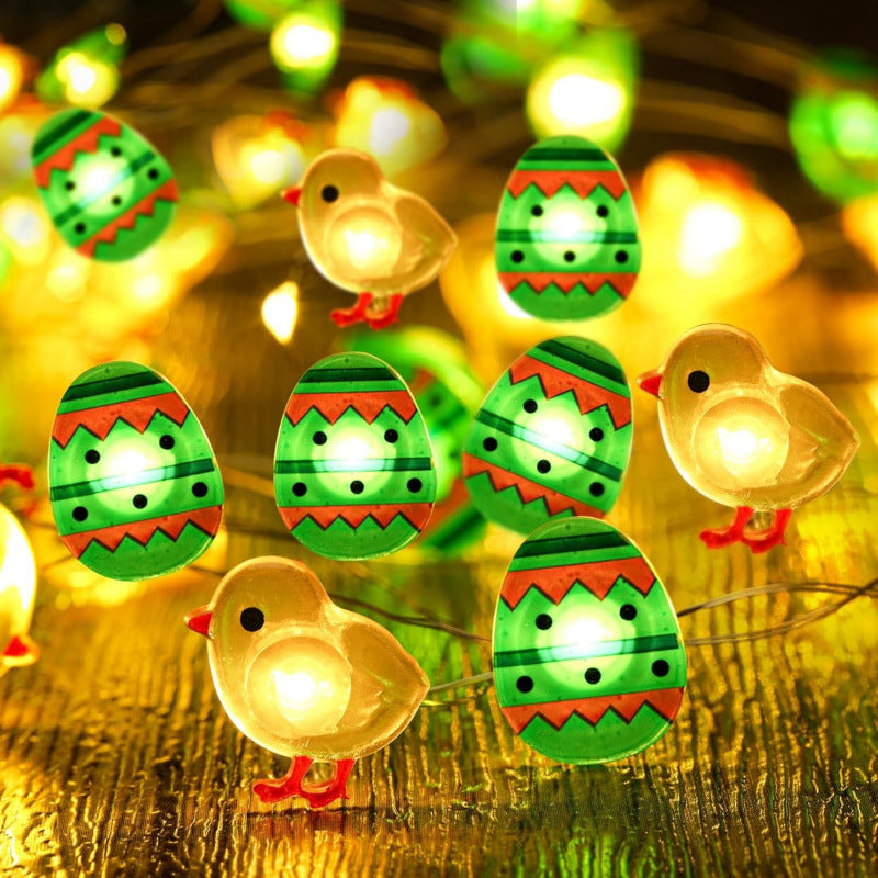 Rabbit Carrot Chick And Easter Egg Battery-Powered Copper Wire Lights For Easter Decorations