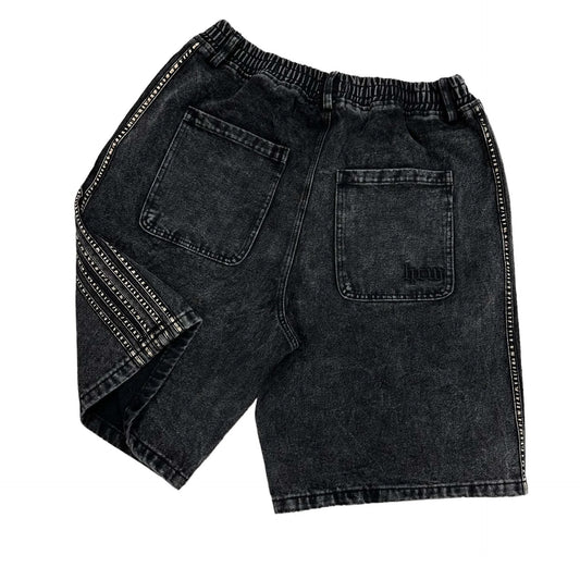 Hip Hop Striped Embroidery Baggy Denim Shorts
