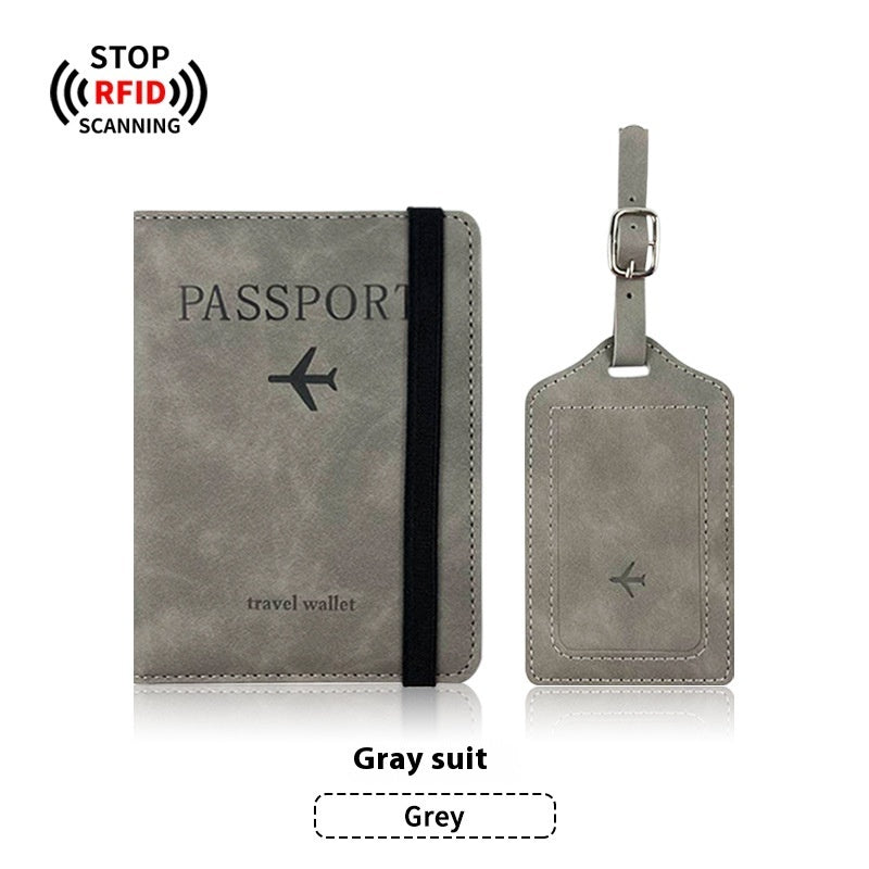 PU Leather Anti-magnetic Passport Holder Luggage Tag Suit