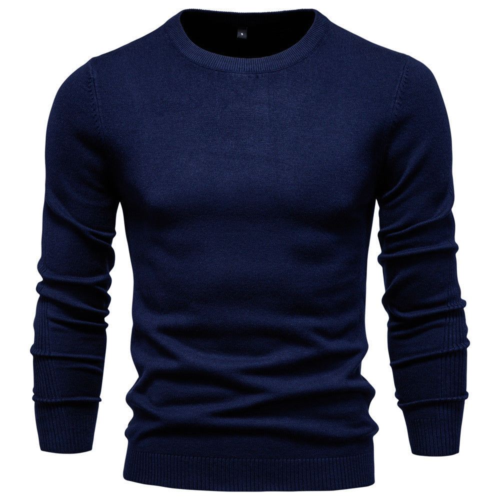 10-Color Autumn And Winter Thickened Men's Sweater, Round Neck Slim-Fit Men's Knitwear, Casual Men's Knit Top