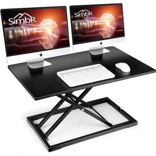 32" Height Adjustable Stand Up Desk Converter Gas Spring Desk Riser Converter Sit to Stand