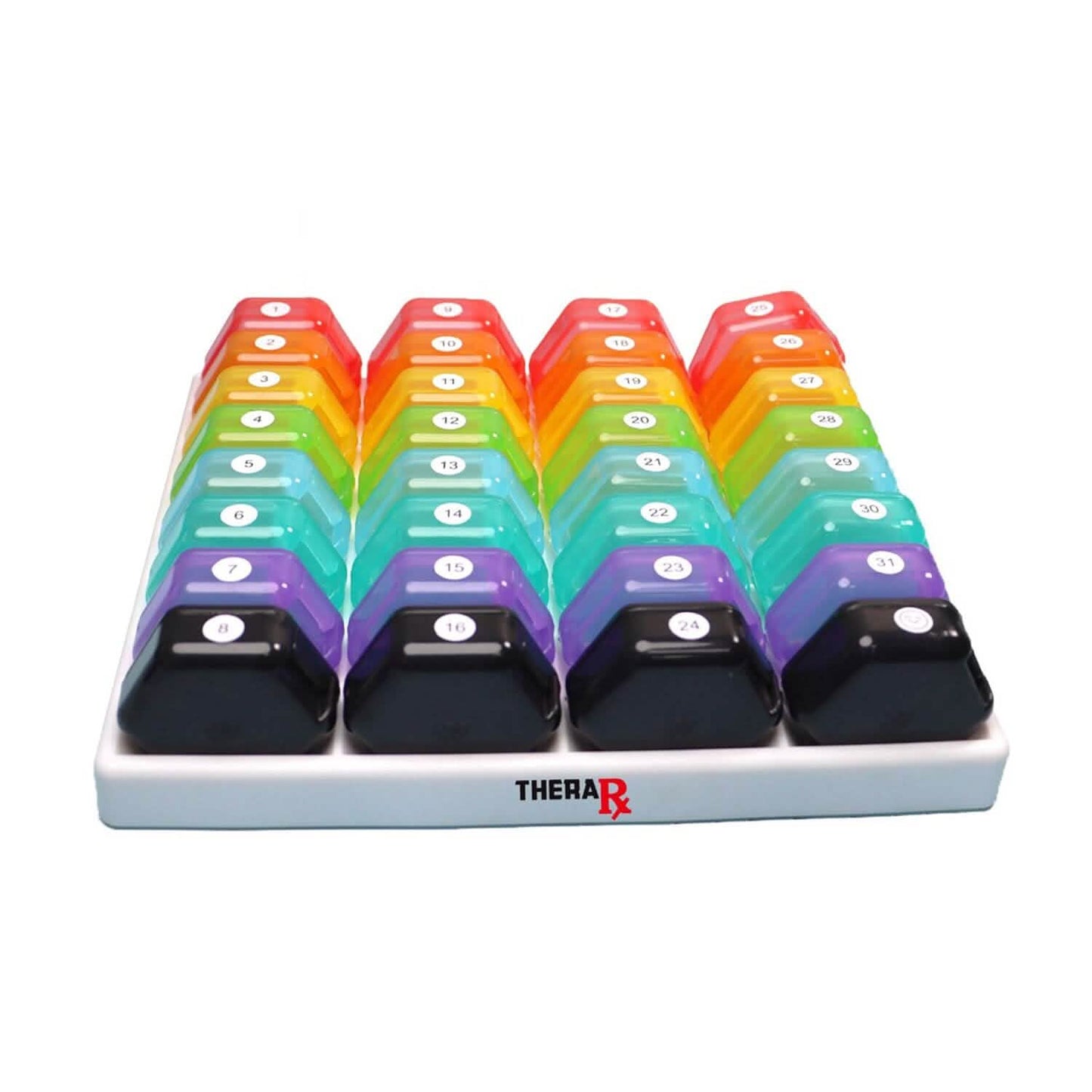 32-Pieces: Colored Compartments Monthly Pill, Medicine And Vitamin Organizer With Tray