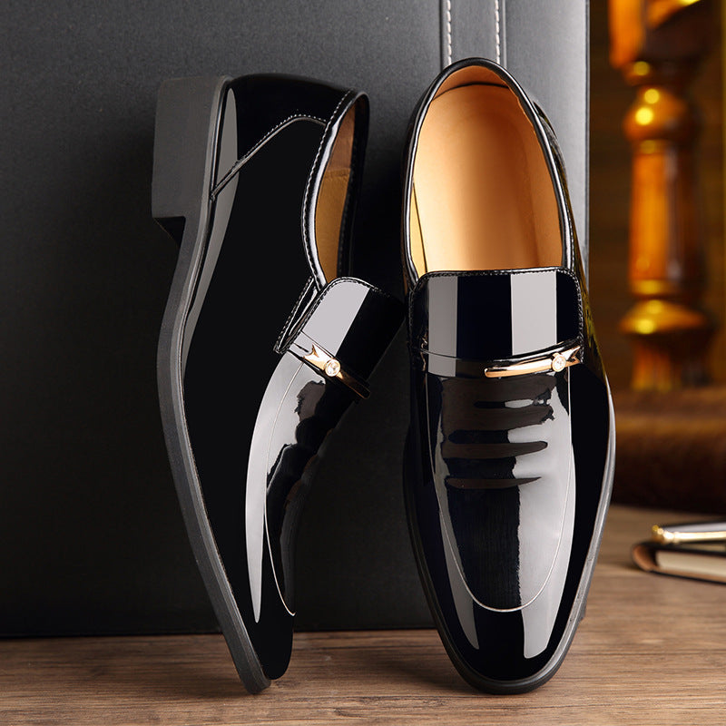 Men's Pointed Patent Leather Shoes