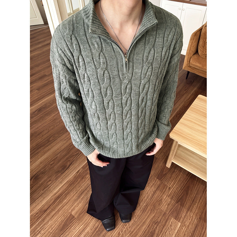 Men's Textured-knit Sweater With A Preppy Old-money Vibe