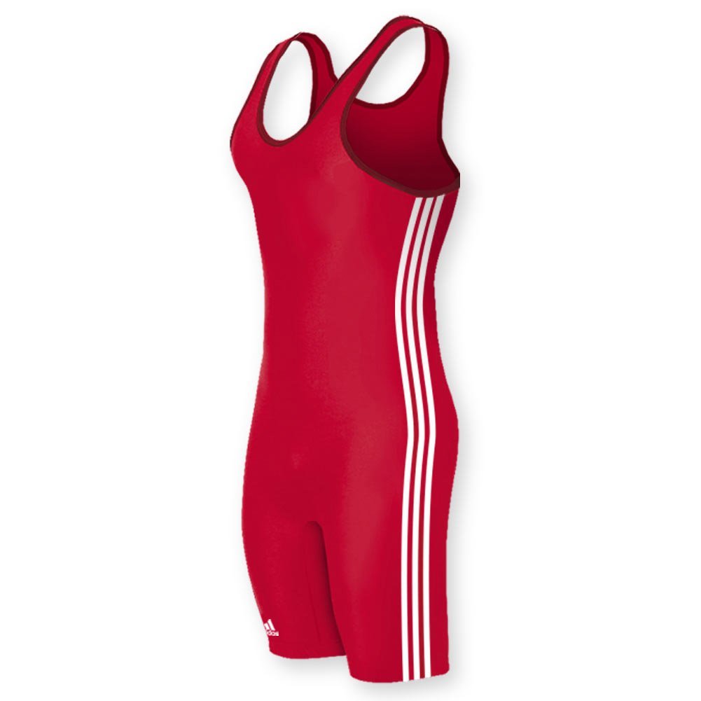 adidas Wrestling 3 Stripes Singlet - Red/White - Youth Large