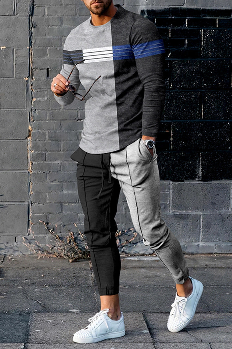 Traje de hombre deportivo informal de manga larga multicolor europeo y americano