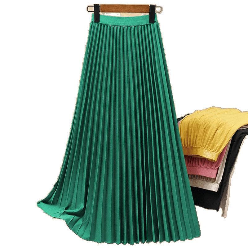 Women's Solid Color Fashion Pleated High Waist Pleated Skirt