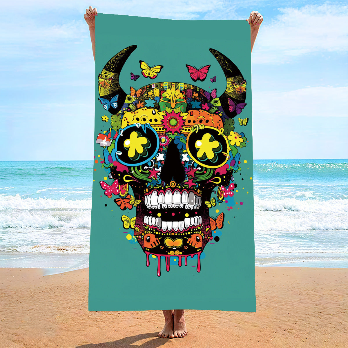 Moisture Absorption Quick-drying And Soft Skin-friendly Double-sided Velvet Beach Towel Polyester Brocade